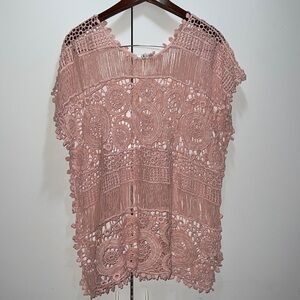 Pink Crochet Fringe Top